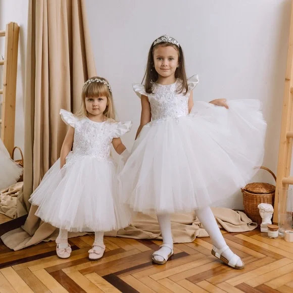 White Floral Embroidered Dress